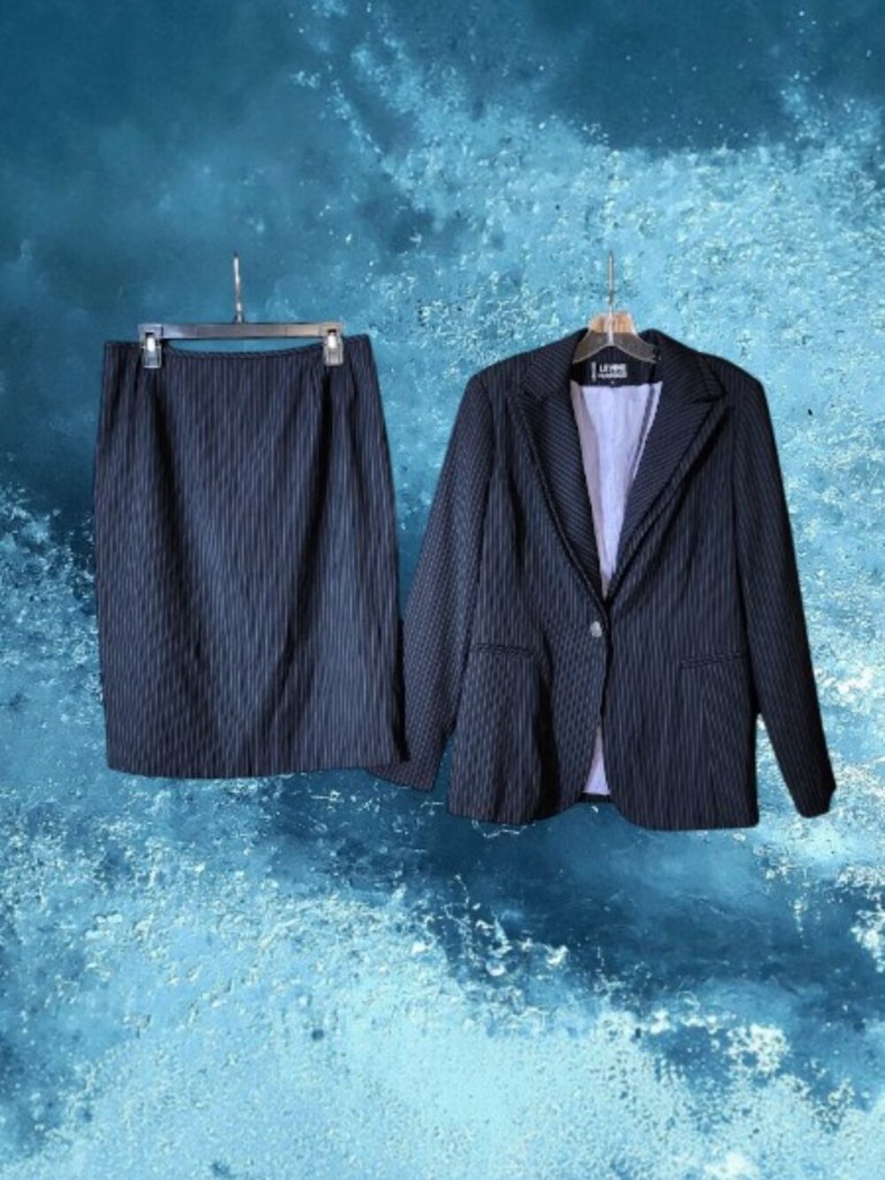 Levine Classics Navy Striped Suit Size 12